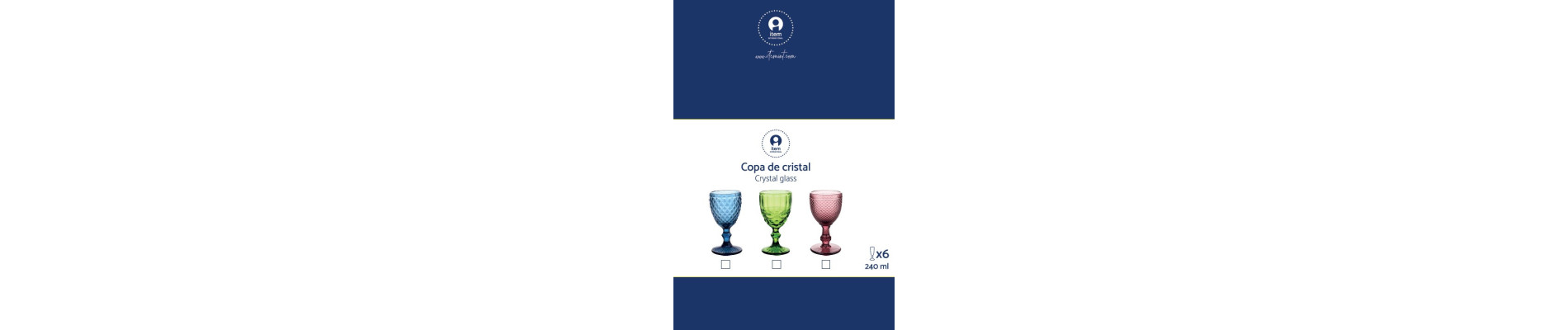 COPA CRISTAL 7,5X7,5X15,5 240ML, GRABADO ROSA