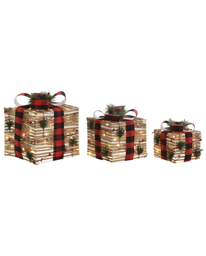 REGALO SET 3 LED RATAN 25X25X25 NATURAL