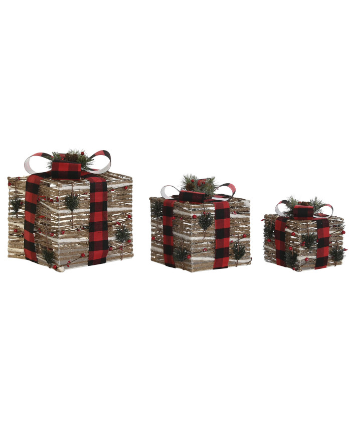 REGALO SET 3 LED RATAN 25X25X25 NATURAL