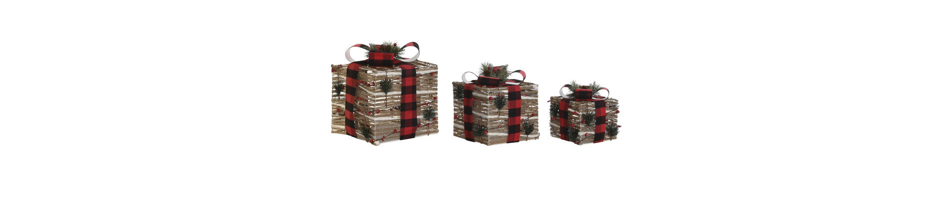 REGALO SET 3 LED RATAN 25X25X25 NATURAL