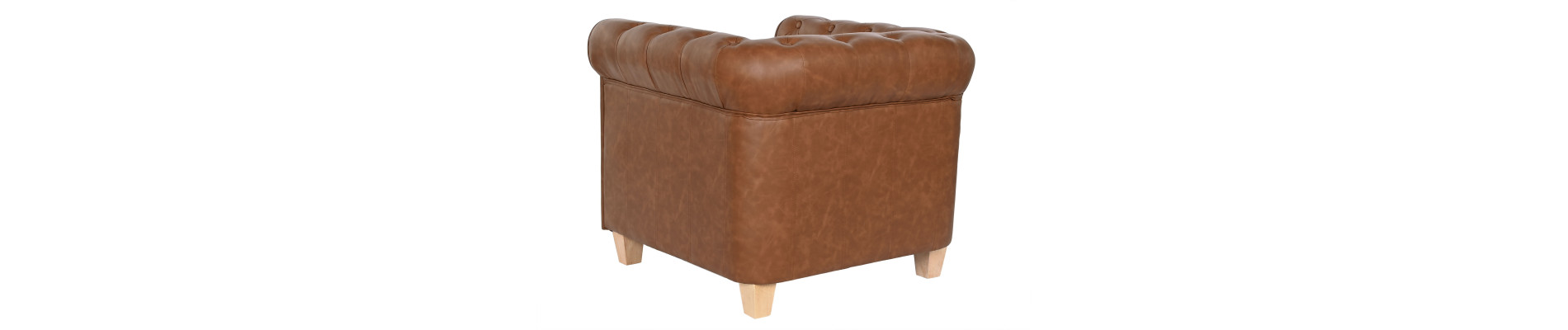 SILLON POLIESTER MADERA 80X80X70 SIMIL PIEL MARRON