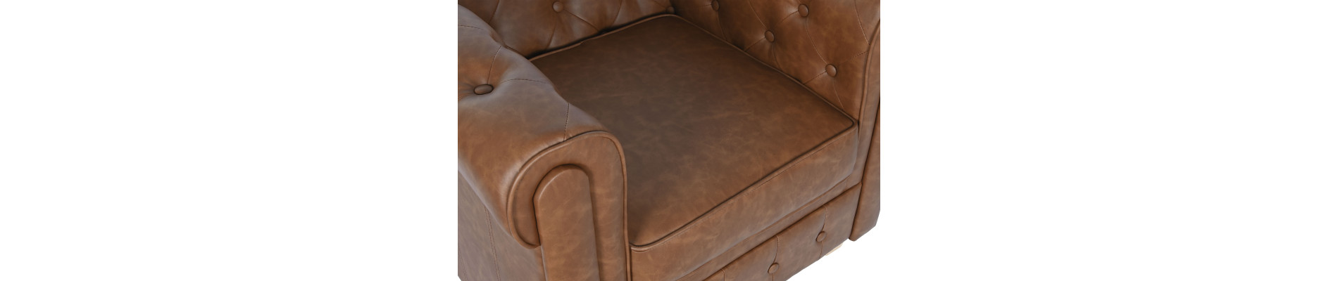 SILLON POLIESTER MADERA 80X80X70 SIMIL PIEL MARRON