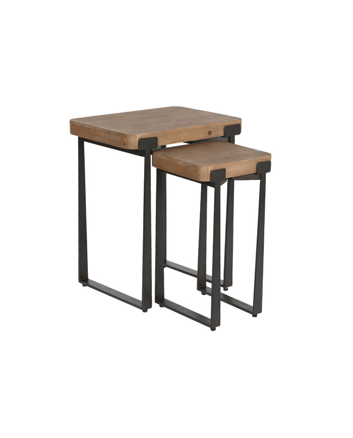 MESITA AUXILIAR SET 2 ABETO HIERRO 50X38X62 MARRON