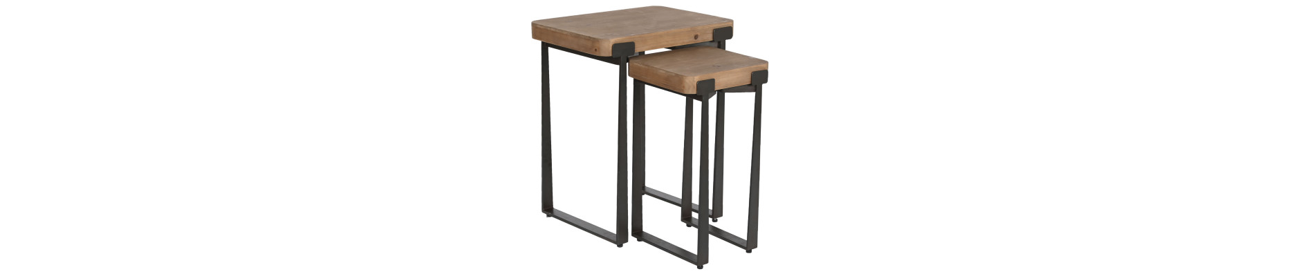 MESITA AUXILIAR SET 2 ABETO HIERRO 50X38X62 MARRON