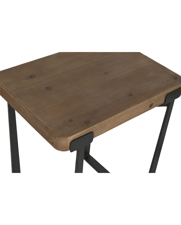 MESITA AUXILIAR SET 2 ABETO HIERRO 50X38X62 MARRON