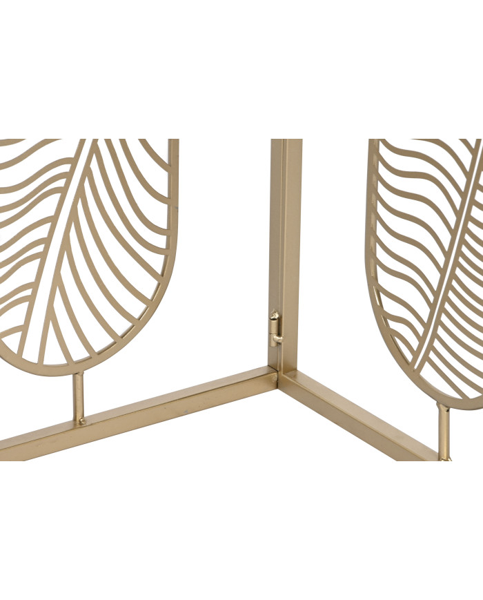 CONSOLA METAL ESPEJO 120X40X80 HOJAS DORADO