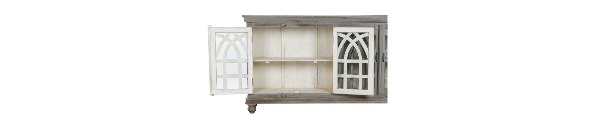 BUFFET MADERA CRISTAL 182X38X97 4 PUERTAS DECAPE