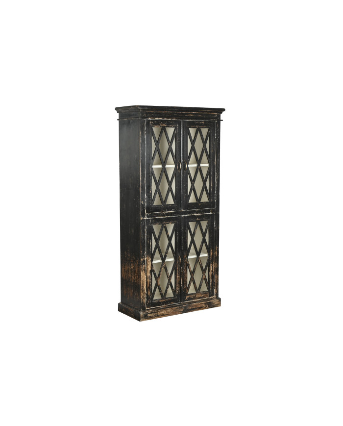 VITRINA MADERA CRISTAL 90X40X183 ENVEJECIDO NEGRO