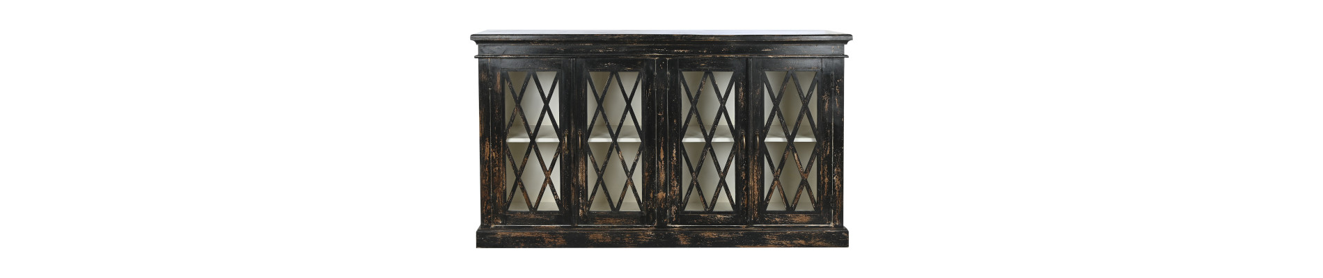 BUFFET MADERA CRISTAL 170X40X100 ENVEJECIDO NEGRO