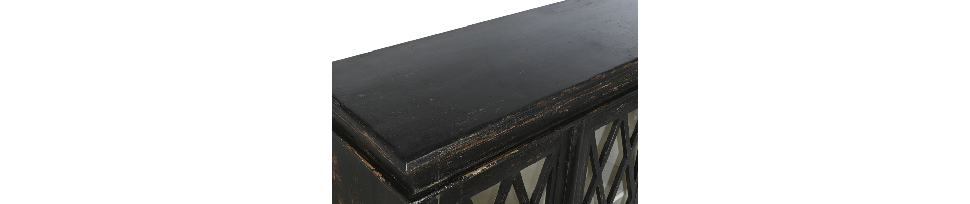 BUFFET MADERA CRISTAL 170X40X100 ENVEJECIDO NEGRO