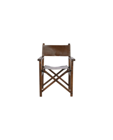 SILLON PIEL MADERA 56X59X84 DIRECTOR MARRON