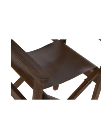 SILLON PIEL MADERA 56X59X84 DIRECTOR MARRON