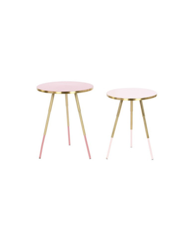 MESITA AUXILIAR SET 2 41X41X51 METAL PATINADO ROSA