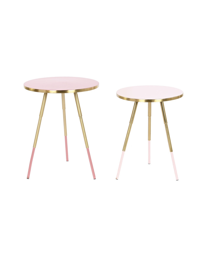 MESITA AUXILIAR SET 2 41X41X51 METAL PATINADO ROSA
