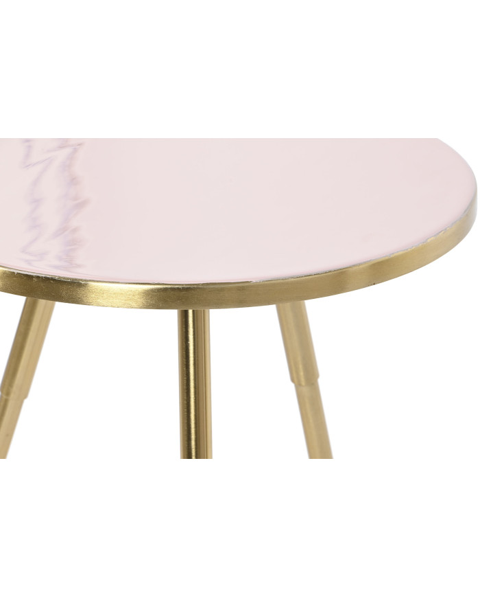 MESITA AUXILIAR SET 2 41X41X51 METAL PATINADO ROSA