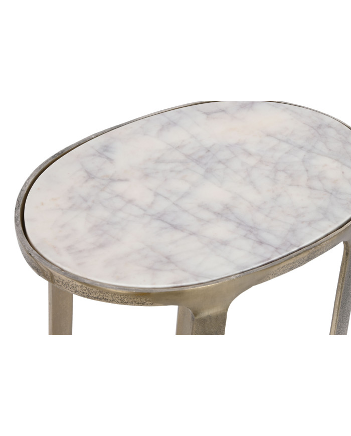 MESITA AUXILIAR SET 2 MARMOL 55X39X56 OVALADA