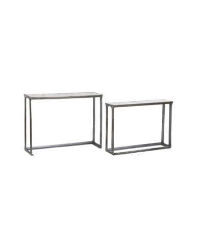 CONSOLA SET 2 MARMOL ALUMINIO 108X30X79 PATINADO