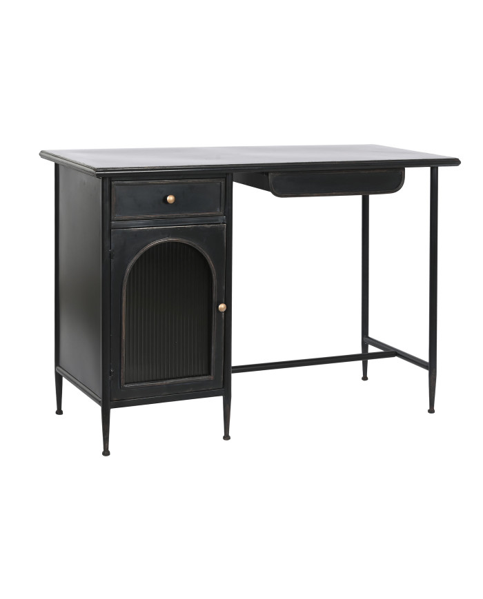 ESCRITORIO METAL CRISTAL 120X50X80 NEGRO