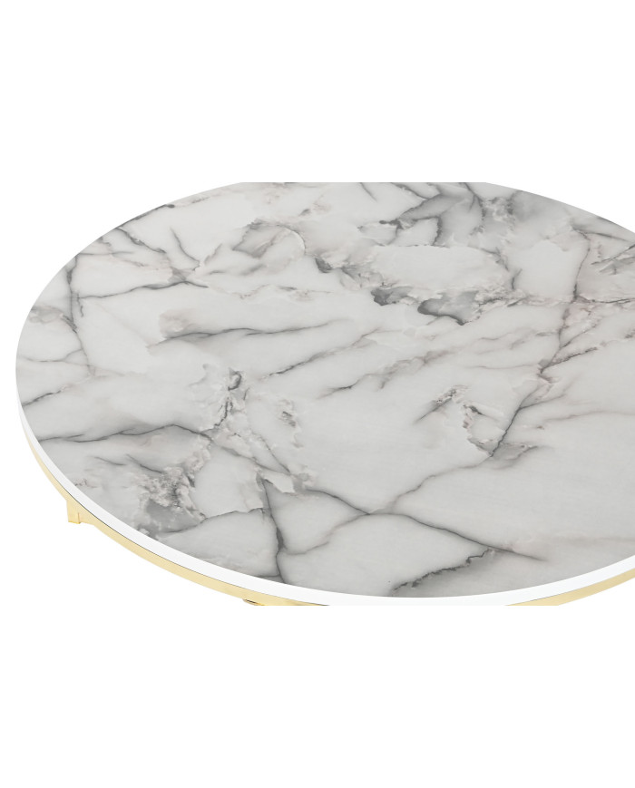 MESA MDF METAL 80X80X35 SIMIL MARMOL BLANCO