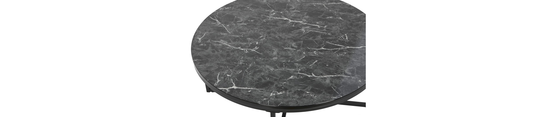 MESA CENTRO MDF METAL 80X80X35 SIMIL MARMOL NEGRO