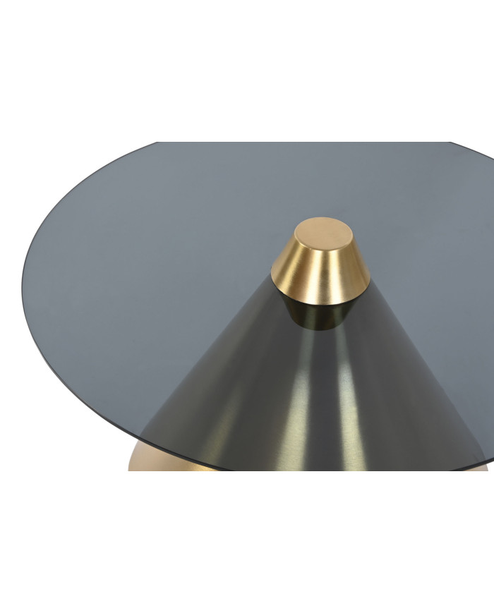 MESITA AUXILIAR METAL CRISTAL 60X60X30 DORADO