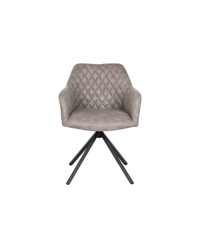 SILLA MICROFIBRA METAL 55X58X83 SIMIL PIEL GRIS