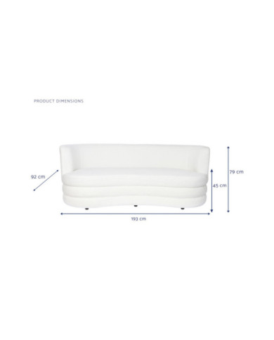 SOFA POLIESTER 193X92X79 BORREGUITO BLANCO