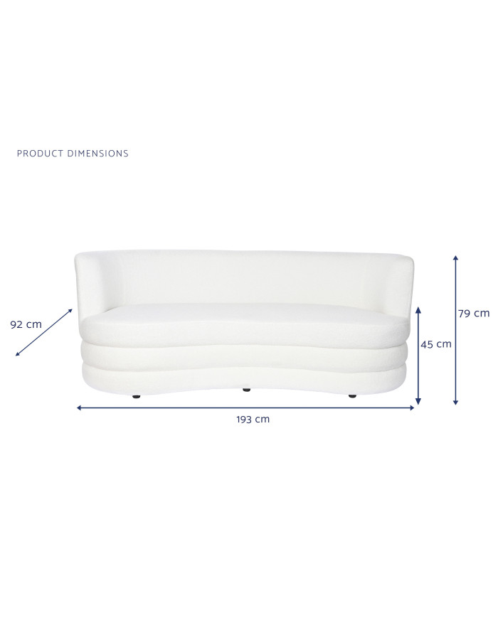 SOFA POLIESTER 193X92X79 BORREGUITO BLANCO
