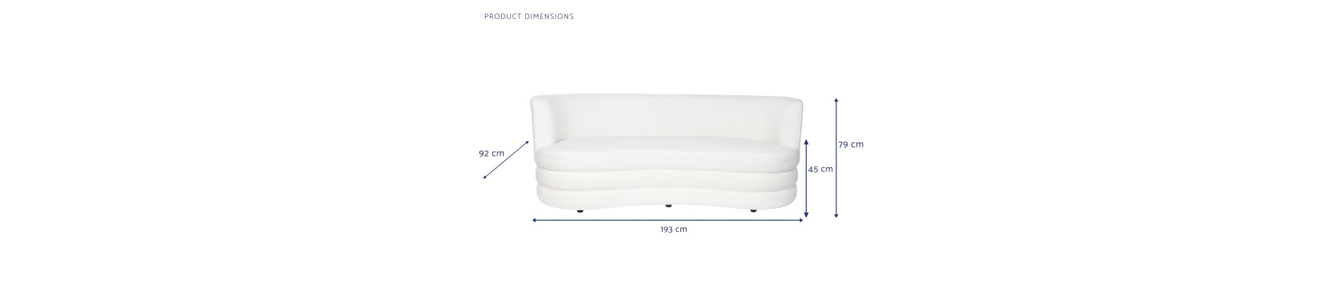 SOFA POLIESTER 193X92X79 BORREGUITO BLANCO