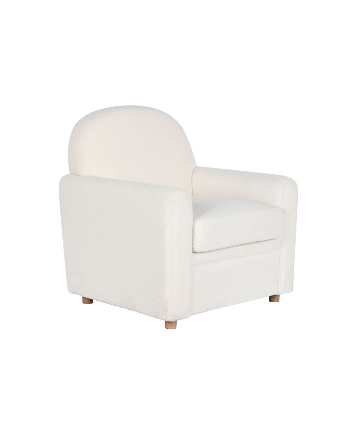 BUTACA POLIESTER MADERA 79X72X86 BORREGUITO BLANCO