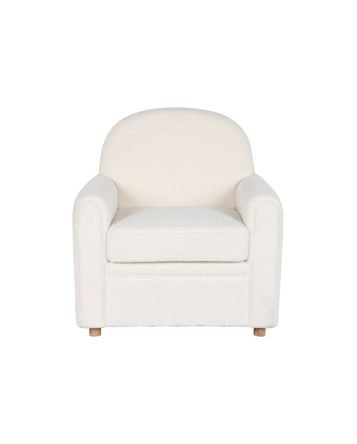 BUTACA POLIESTER MADERA 79X72X86 BORREGUITO BLANCO