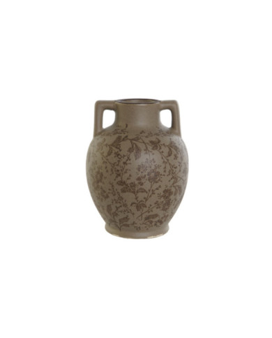 JARRON GRES 17X17X22 HOJAS MATE MARRON
