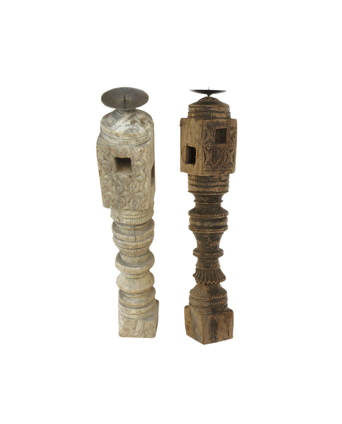 PORTAVELA MADERA 8X8X50 ANTIGUO NATURAL 2 SURT.