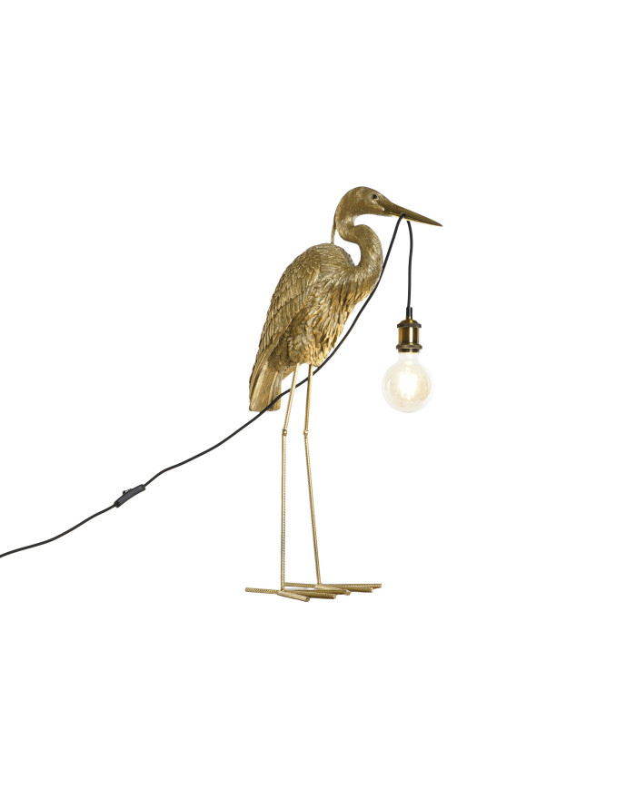 LAMPARA PIE RESINA METAL 37X24X74 GARZA DORADO