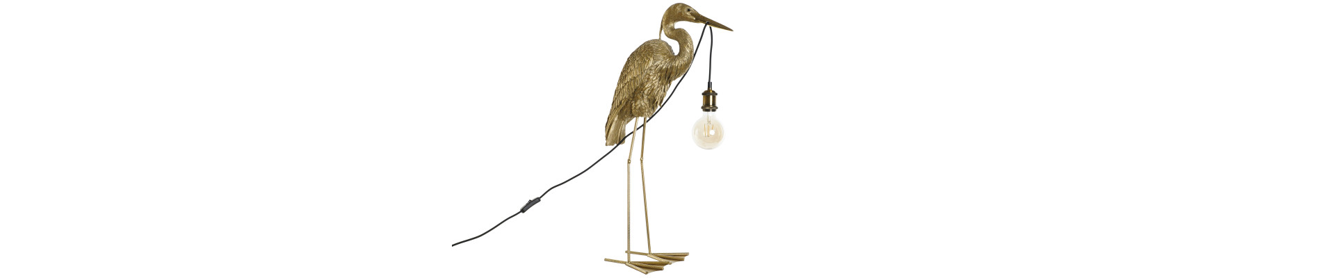 LAMPARA PIE RESINA METAL 37X24X74 GARZA DORADO