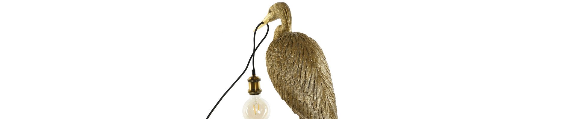 LAMPARA PIE RESINA METAL 37X24X74 GARZA DORADO