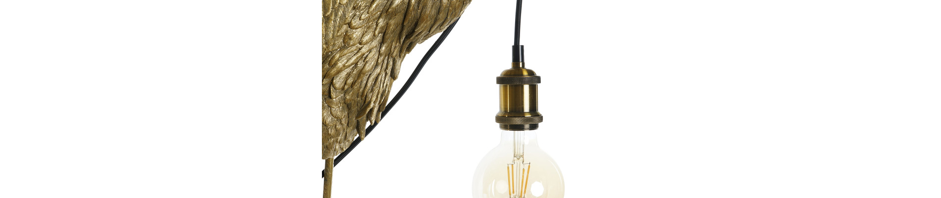 LAMPARA PIE RESINA METAL 37X24X74 GARZA DORADO