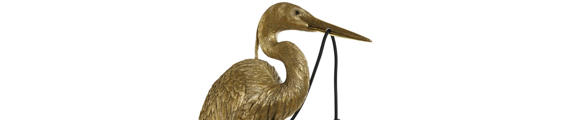 LAMPARA PIE RESINA METAL 37X24X74 GARZA DORADO
