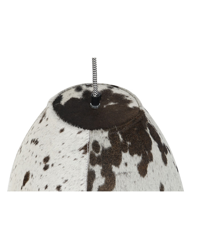 LAMPARA TECHO METAL PIEL 34X34X28 VACA