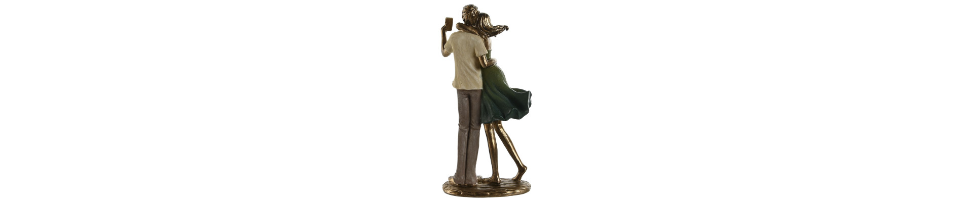 FIGURA RESINA 12X8,5X25,5 PAREJA SELFIE VERDE