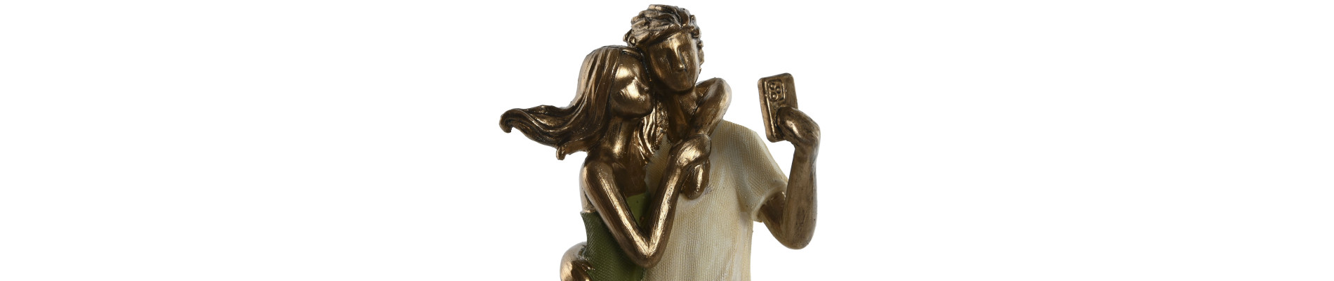 FIGURA RESINA 12X8,5X25,5 PAREJA SELFIE VERDE