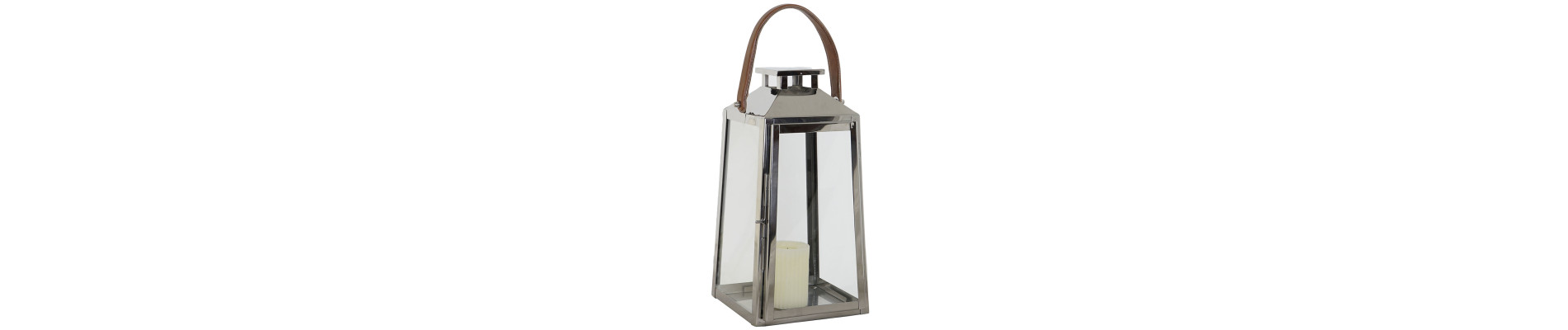FAROLA ACERO CRISTAL 20X20X40 CROMADO PLATEADO
