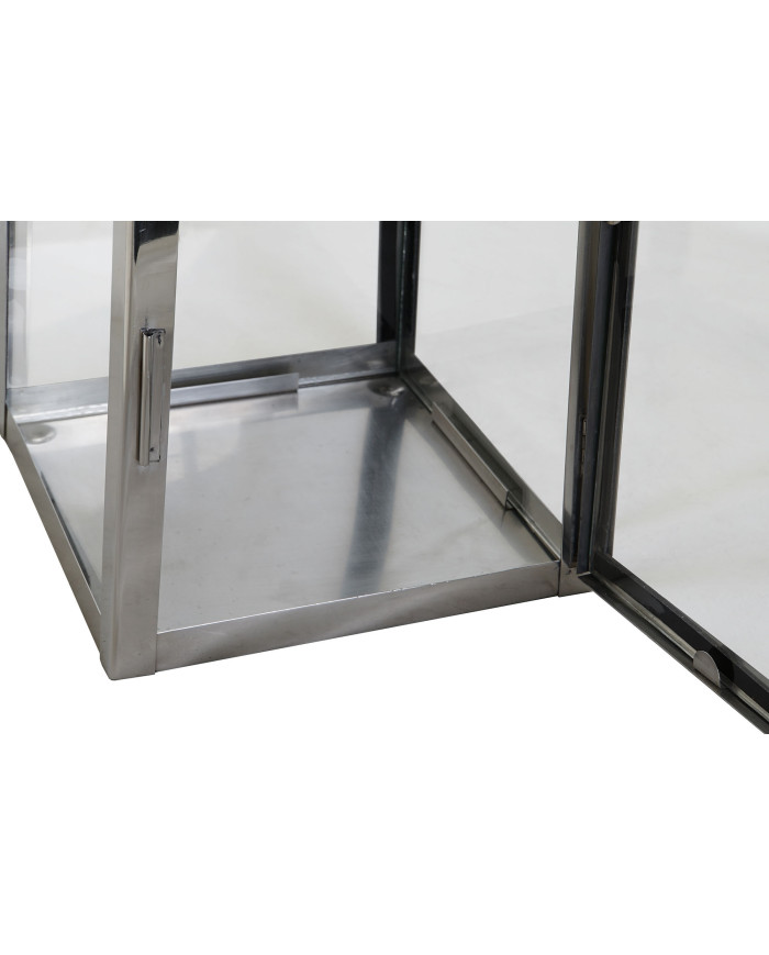 FAROLA ACERO CRISTAL 20X20X40 CROMADO PLATEADO