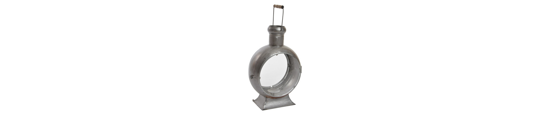 FAROLA METAL CRISTAL 37X22X55 ENVEJECIDO PLATEADO