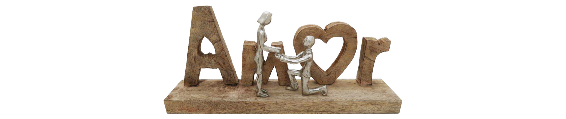 DECORACION MANGO ALUMINIO 40,5X7,5X20 LOVE NATURAL