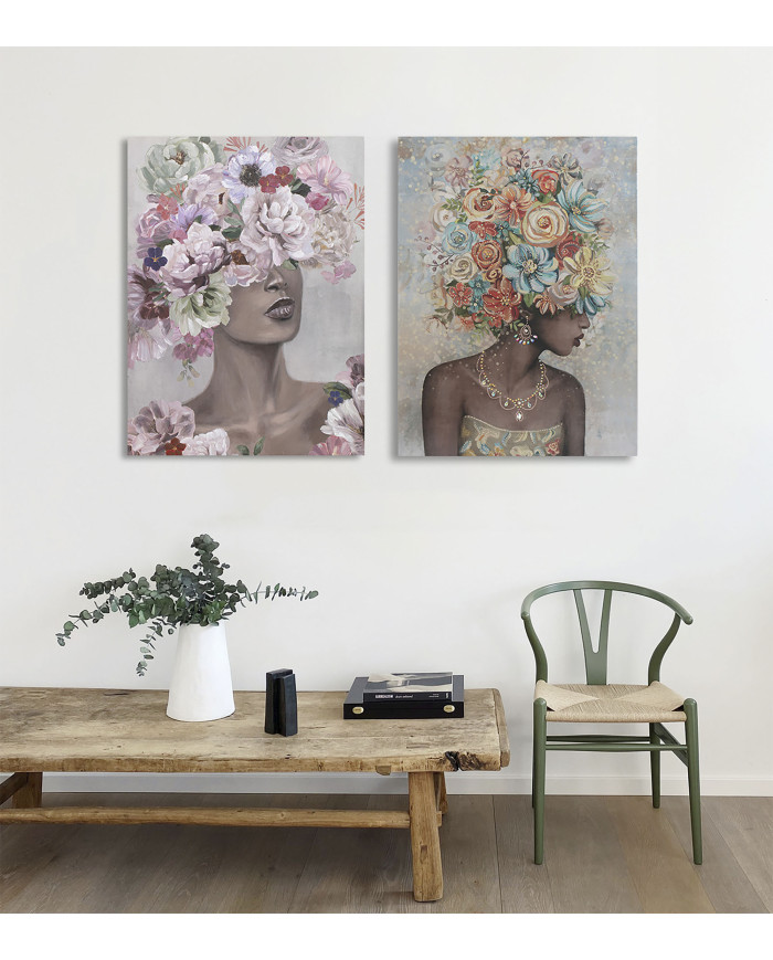 CUADRO LIENZO PS 75X3,7X100 MUJER FLORES 2 SURT.