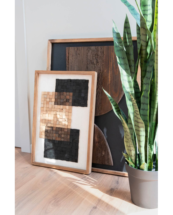 CUADRO MADERA RECICLADA CRISTAL 42X4X62 NATURAL