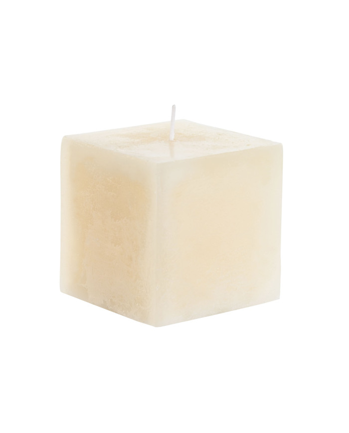 VELA CERA 7X7X7 300 GR, CUADRADA NATURAL CREMA
