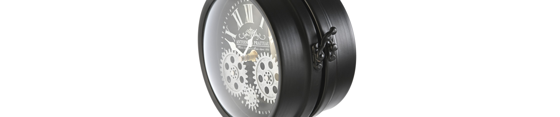 RELOJ SOBREMESA METAL CRISTAL 18X17X40,5 NEGRO