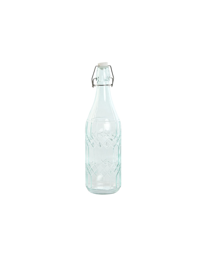 BOTELLA CRISTAL INOX 8,7X8,7X31,6 1L, GRABADO AZUL
